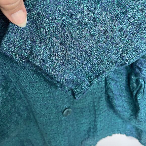 Flax 100% Linen Tunic Top Womens Size Large Teal Textured Boho Beachy Lagenlook - Picture 7 of 13